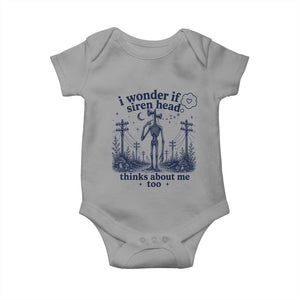 Funny Siren Head Baby Onesie I Wonder If Siren Head Thinks About Me Too Weirdcore Cryptid Lovers