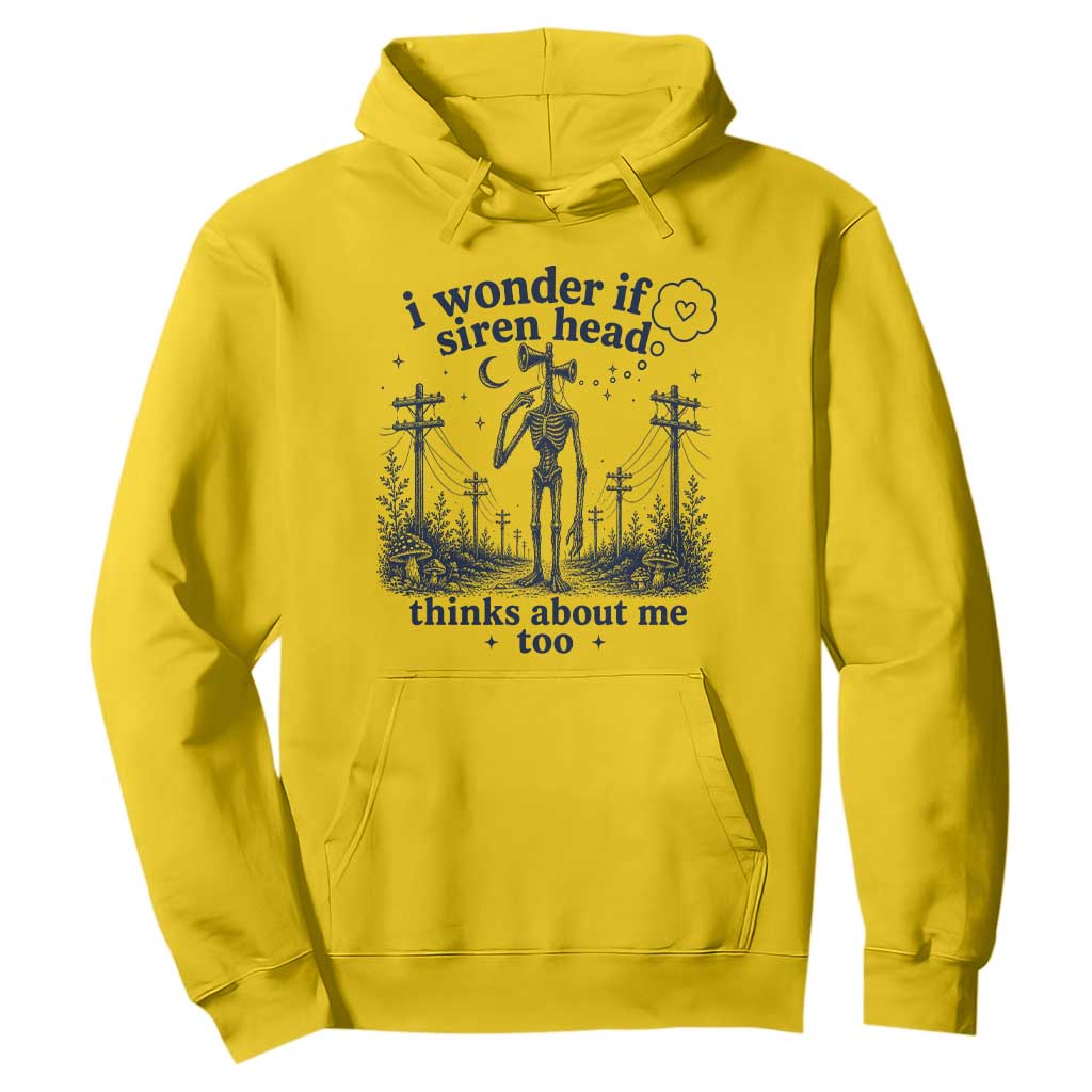 Funny Siren Head Hoodie I Wonder If Siren Head Thinks About Me Too Weirdcore Cryptid Lovers