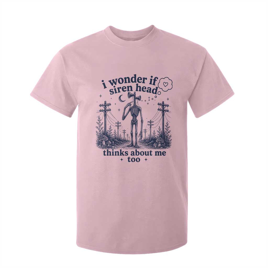 Funny Siren Head T Shirt For Kid I Wonder If Siren Head Thinks About Me Too Weirdcore Cryptid Lovers