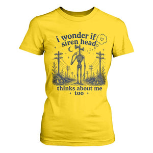 Funny Siren Head T Shirt For Women I Wonder If Siren Head Thinks About Me Too Weirdcore Cryptid Lovers