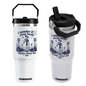 Funny Siren Head Flip Straw Tumbler I Wonder If Siren Head Thinks About Me Too Weirdcore Cryptid Lovers
