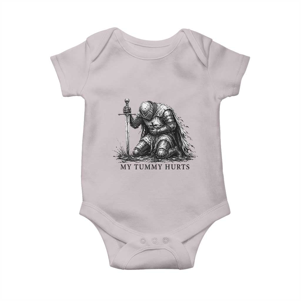 Tummy Hurts Funny Medieval Knight Baby Onesie Dark Fantasy Meme