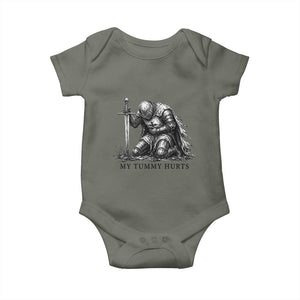 Tummy Hurts Funny Medieval Knight Baby Onesie Dark Fantasy Meme