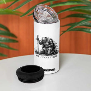 Tummy Hurts Funny Medieval Knight 4 in 1 Can Cooler Tumbler Dark Fantasy Meme