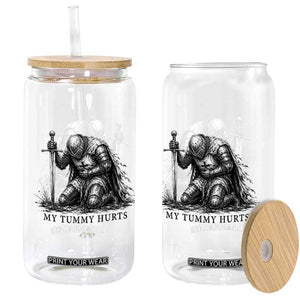 Tummy Hurts Funny Medieval Knight Glass Can Dark Fantasy Meme