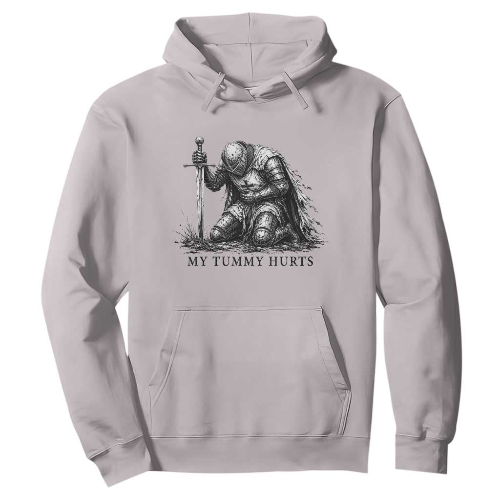 Tummy Hurts Funny Medieval Knight Hoodie Dark Fantasy Meme