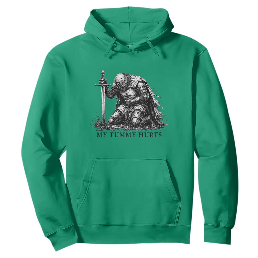 Tummy Hurts Funny Medieval Knight Hoodie Dark Fantasy Meme
