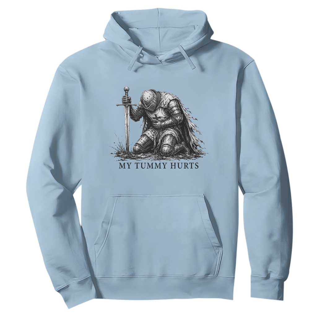 Tummy Hurts Funny Medieval Knight Hoodie Dark Fantasy Meme