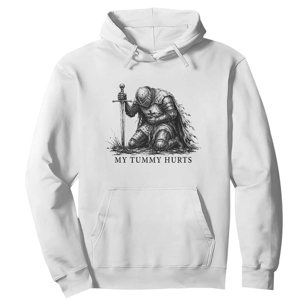Tummy Hurts Funny Medieval Knight Hoodie Dark Fantasy Meme