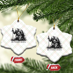 Tummy Hurts Funny Medieval Knight Ceramic Ornament Dark Fantasy Meme