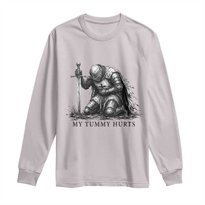 Tummy Hurts Funny Medieval Knight Long Sleeve Shirt Dark Fantasy Meme