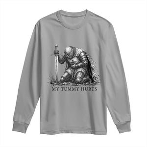 Tummy Hurts Funny Medieval Knight Long Sleeve Shirt Dark Fantasy Meme