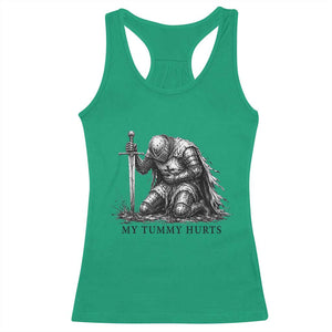 Tummy Hurts Funny Medieval Knight Racerback Tank Top Dark Fantasy Meme