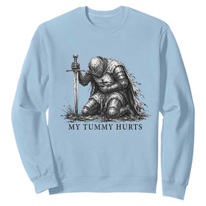 Tummy Hurts Funny Medieval Knight Sweatshirt Dark Fantasy Meme