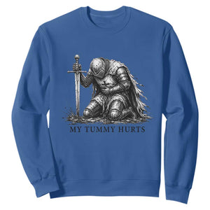 Tummy Hurts Funny Medieval Knight Sweatshirt Dark Fantasy Meme