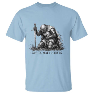 Tummy Hurts Funny Medieval Knight T Shirt Dark Fantasy Meme