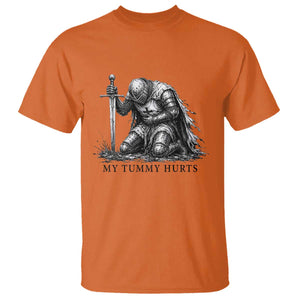 Tummy Hurts Funny Medieval Knight T Shirt Dark Fantasy Meme