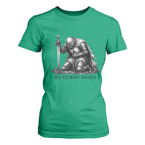 Tummy Hurts Funny Medieval Knight T Shirt For Women Dark Fantasy Meme