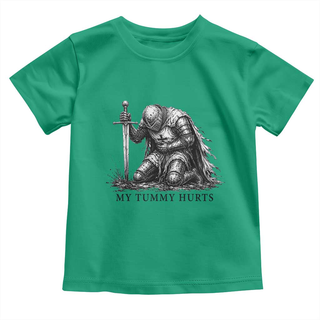 Tummy Hurts Funny Medieval Knight Toddler T Shirt Dark Fantasy Meme