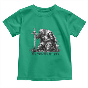 Tummy Hurts Funny Medieval Knight Toddler T Shirt Dark Fantasy Meme