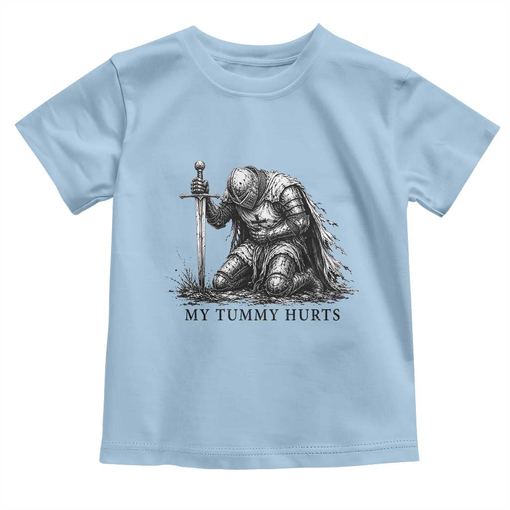 Tummy Hurts Funny Medieval Knight Toddler T Shirt Dark Fantasy Meme