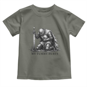 Tummy Hurts Funny Medieval Knight Toddler T Shirt Dark Fantasy Meme