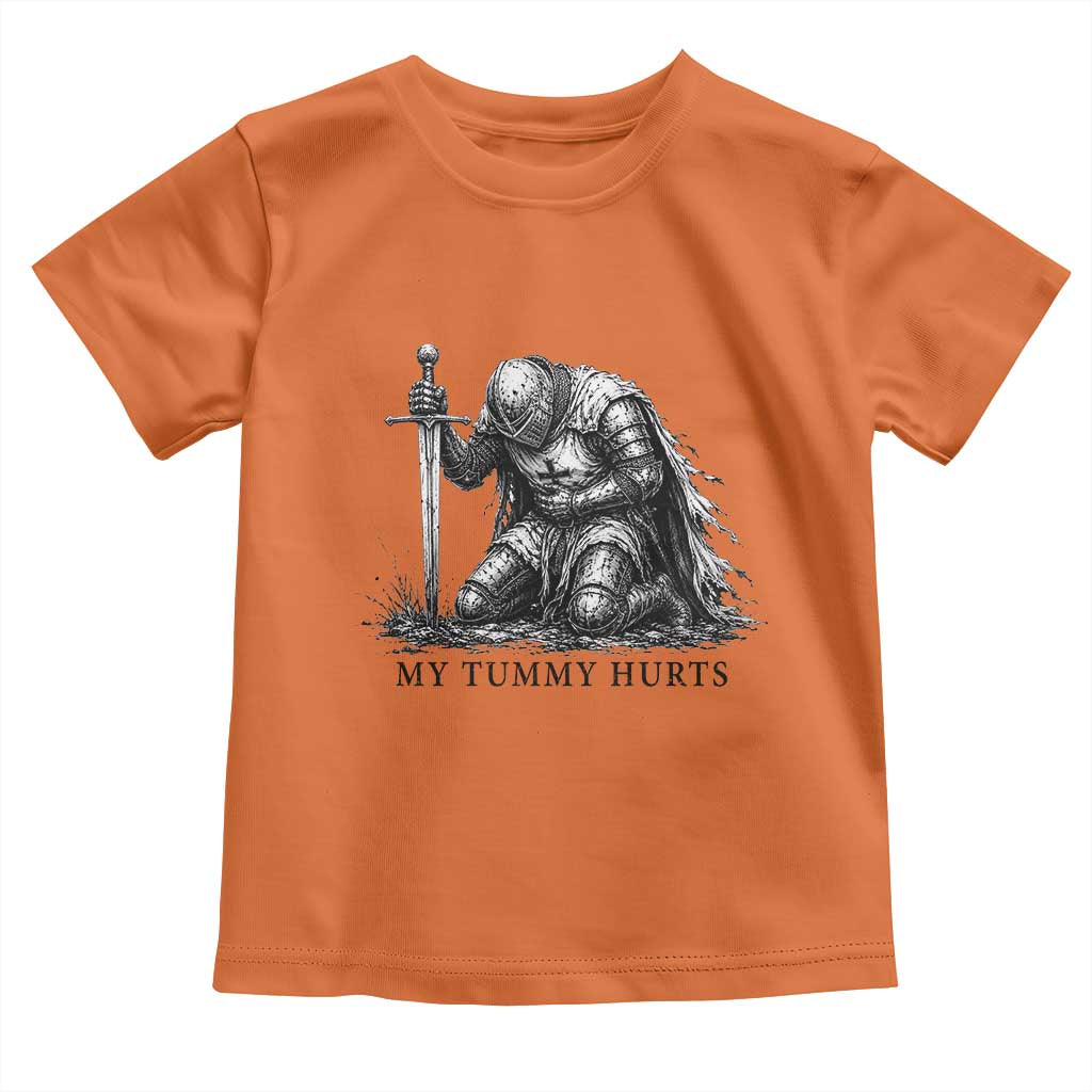 Tummy Hurts Funny Medieval Knight Toddler T Shirt Dark Fantasy Meme