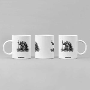 Tummy Hurts Funny Medieval Knight Coffee Mug Dark Fantasy Meme
