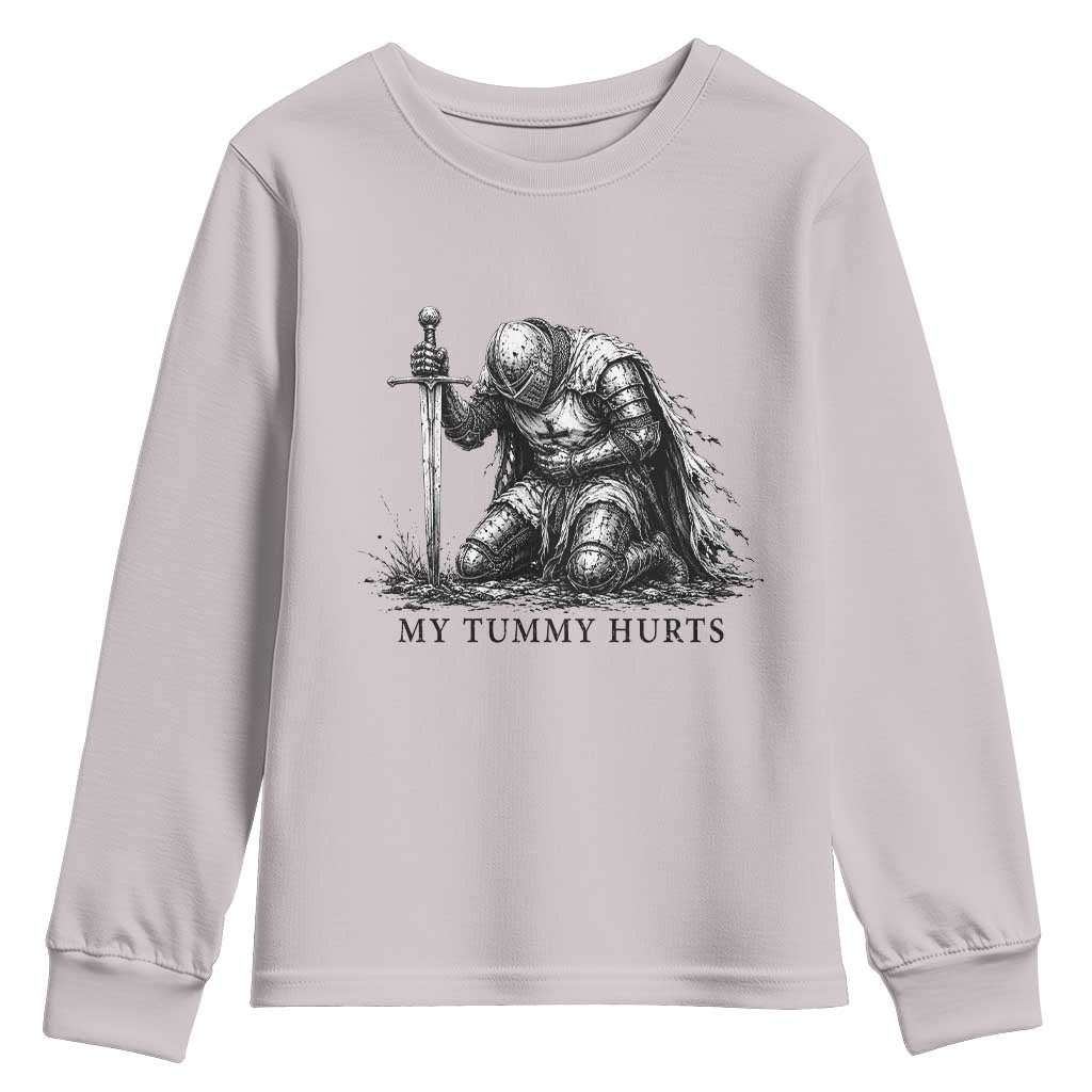 Tummy Hurts Funny Medieval Knight Youth Sweatshirt Dark Fantasy Meme