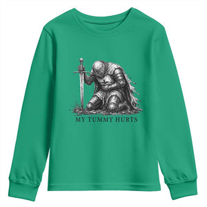 Tummy Hurts Funny Medieval Knight Youth Sweatshirt Dark Fantasy Meme