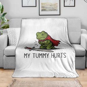 Tummy Hurts Funny Medieval Frog Throw Blanket Dark Fantasy Meme