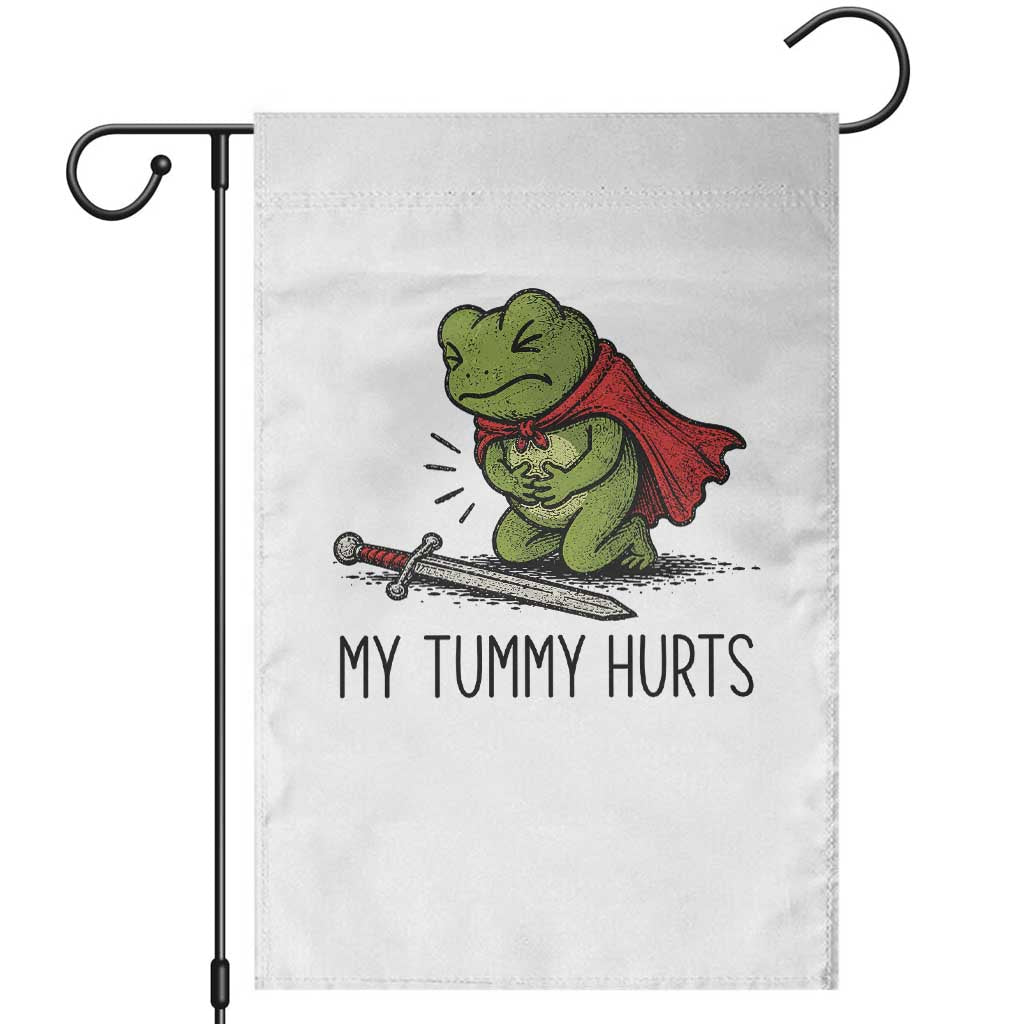 Tummy Hurts Funny Medieval Frog Garden Flag Dark Fantasy Meme TS10 White Print Your Wear
