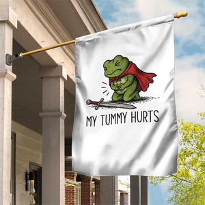 Tummy Hurts Funny Medieval Frog Garden Flag Dark Fantasy Meme