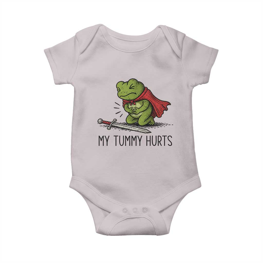 Tummy Hurts Funny Medieval Frog Baby Onesie Dark Fantasy Meme