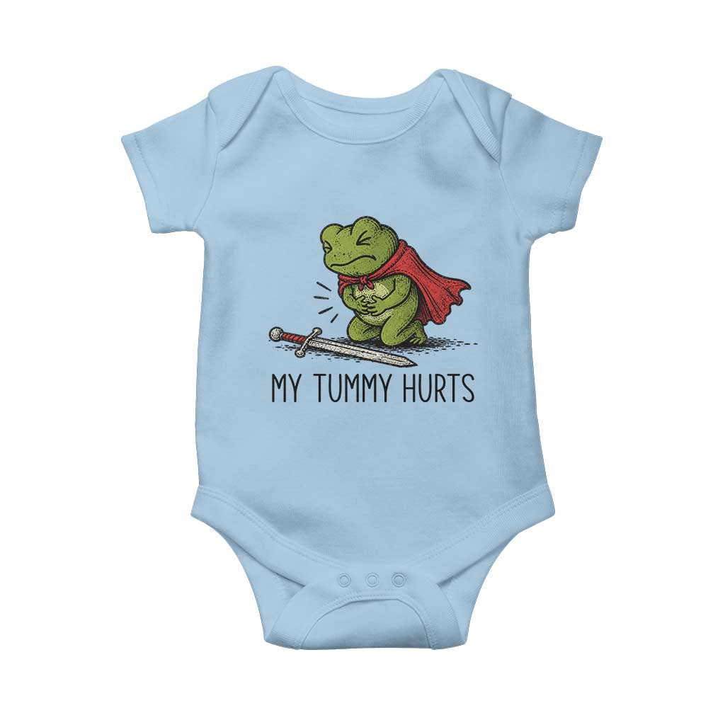 Tummy Hurts Funny Medieval Frog Baby Onesie Dark Fantasy Meme
