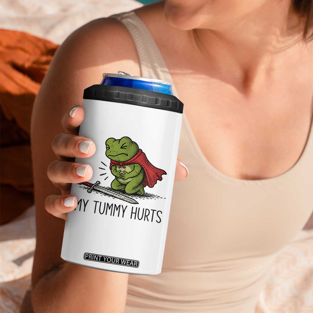 Tummy Hurts Funny Medieval Frog 4 in 1 Can Cooler Tumbler Dark Fantasy Meme