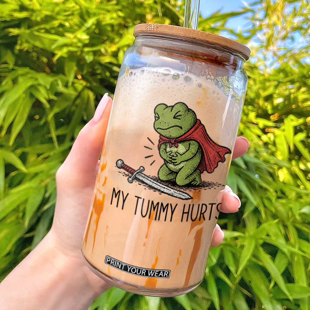 Tummy Hurts Funny Medieval Frog Glass Can Dark Fantasy Meme