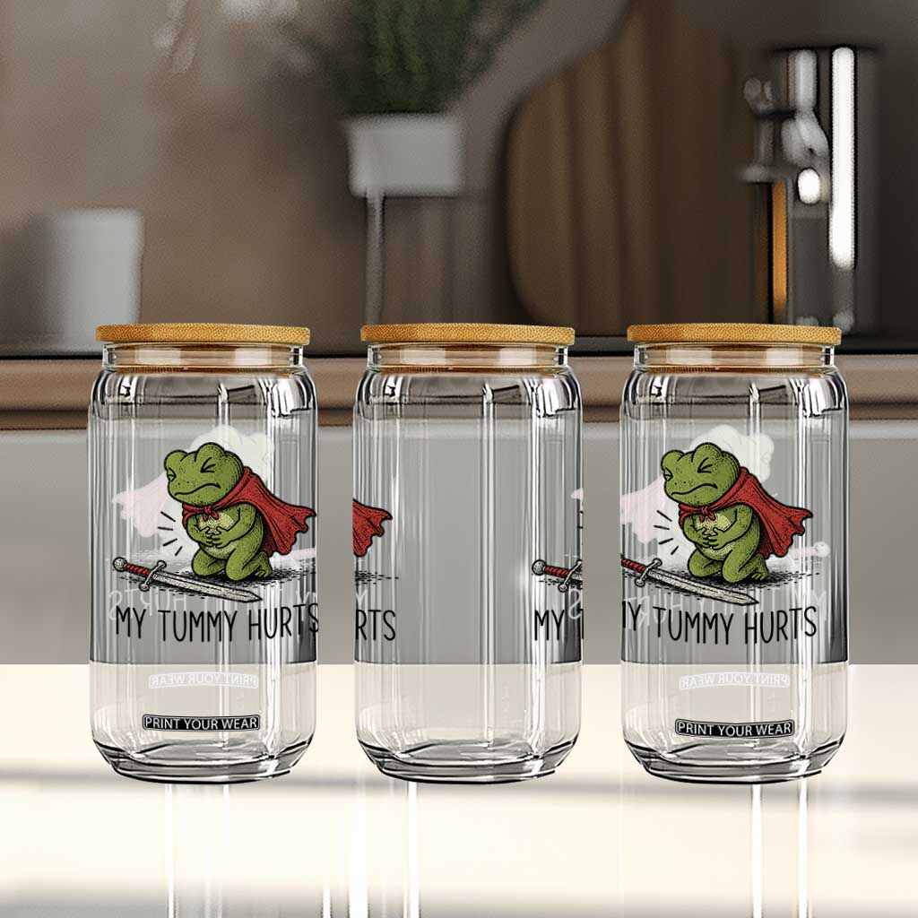 Tummy Hurts Funny Medieval Frog Glass Can Dark Fantasy Meme