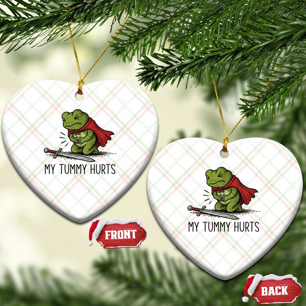 Tummy Hurts Funny Medieval Frog Ceramic Ornament Dark Fantasy Meme