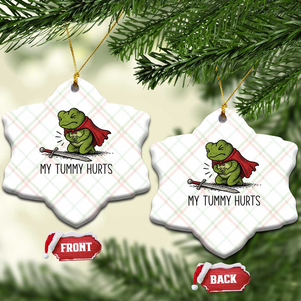 Tummy Hurts Funny Medieval Frog Ceramic Ornament Dark Fantasy Meme