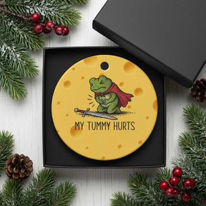Tummy Hurts Funny Medieval Frog Ceramic Ornament Dark Fantasy Meme