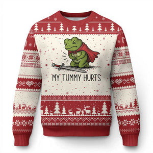Tummy Hurts Funny Medieval Frog Ugly Christmas Sweater Dark Fantasy Meme