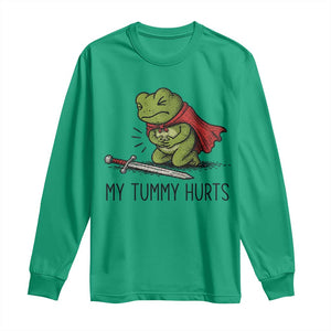Tummy Hurts Funny Medieval Frog Long Sleeve Shirt Dark Fantasy Meme