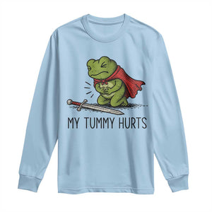 Tummy Hurts Funny Medieval Frog Long Sleeve Shirt Dark Fantasy Meme