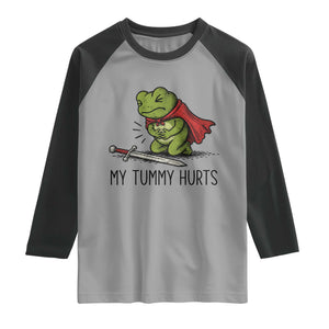 Tummy Hurts Funny Medieval Frog Raglan Shirt Dark Fantasy Meme