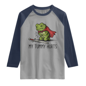 Tummy Hurts Funny Medieval Frog Raglan Shirt Dark Fantasy Meme