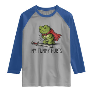 Tummy Hurts Funny Medieval Frog Raglan Shirt Dark Fantasy Meme