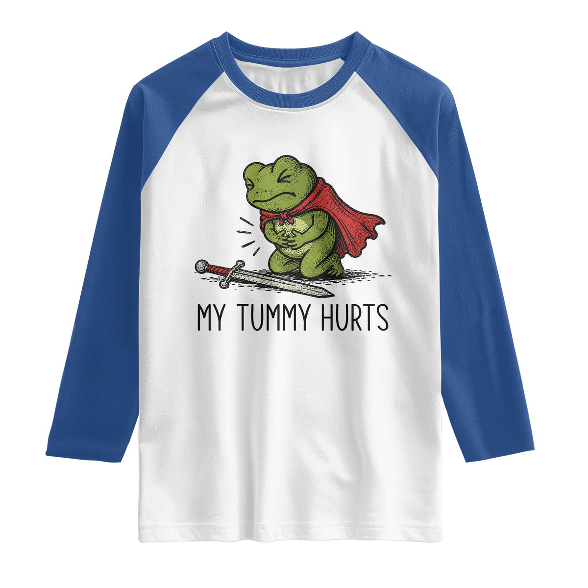 Tummy Hurts Funny Medieval Frog Raglan Shirt Dark Fantasy Meme