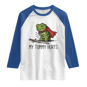 Tummy Hurts Funny Medieval Frog Raglan Shirt Dark Fantasy Meme
