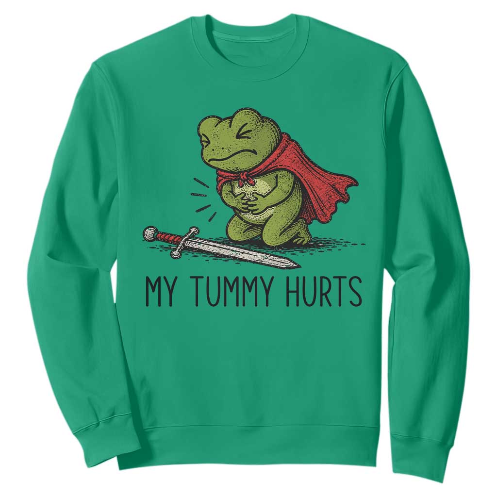 Tummy Hurts Funny Medieval Frog Sweatshirt Dark Fantasy Meme